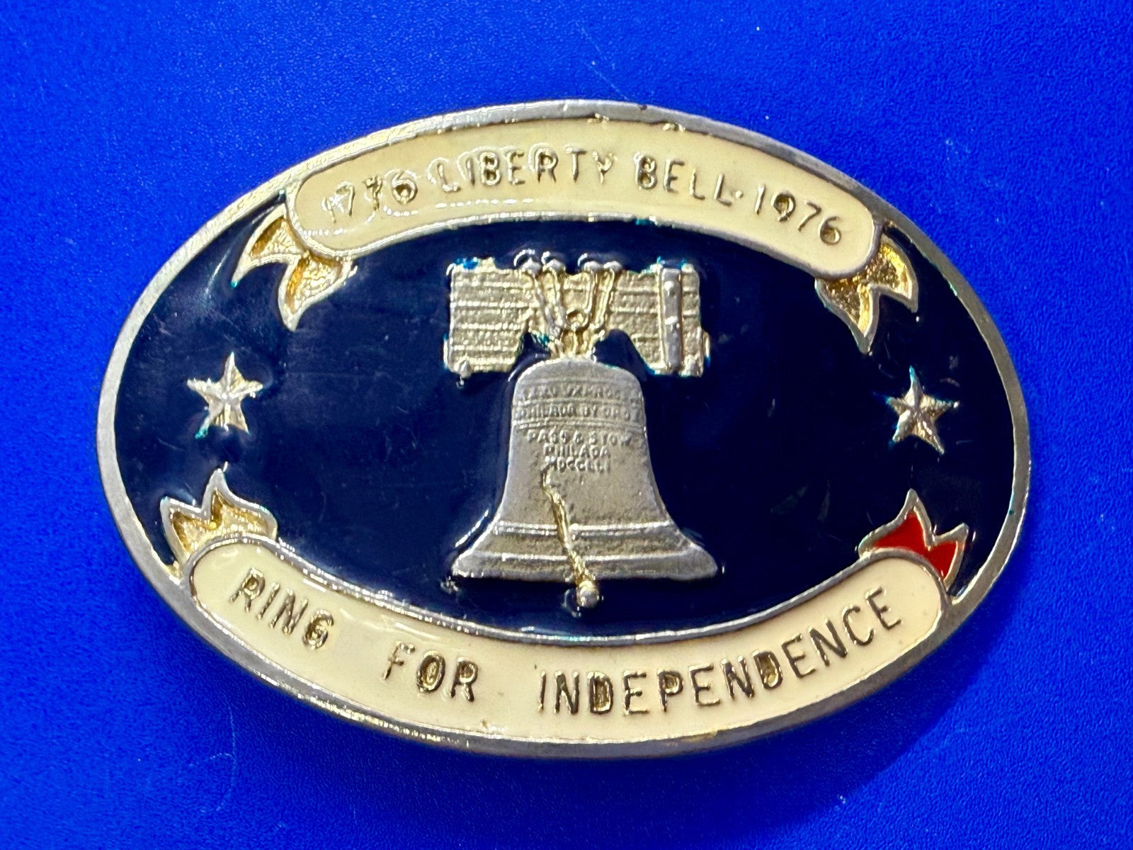 Bicentennial 1776-1976 Liberty Bell Ring Independence Commemorative Belt Buckle