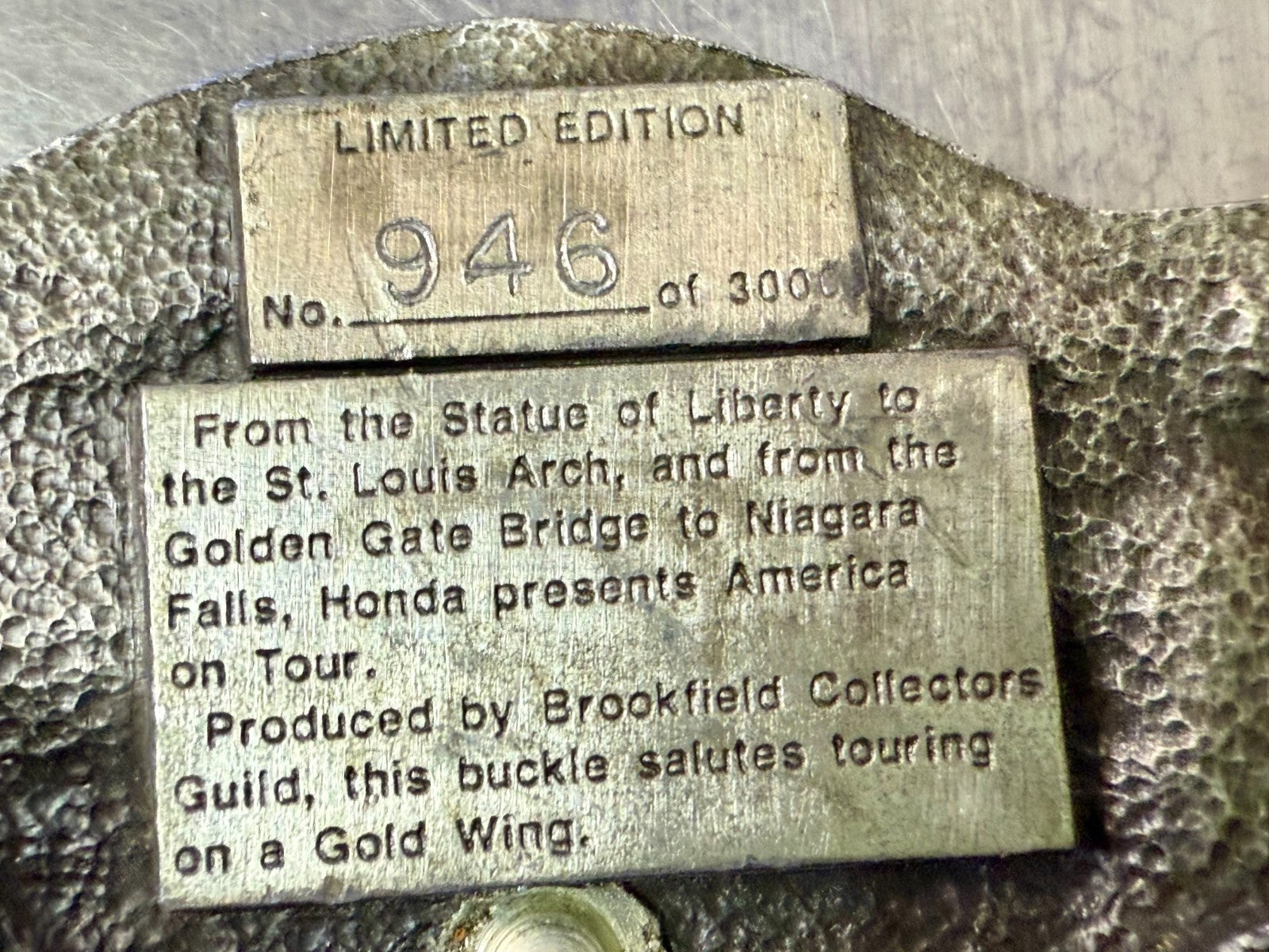 America on Tour Honda Motor Company Gold Wing Statue of Liberty Belt Buckle