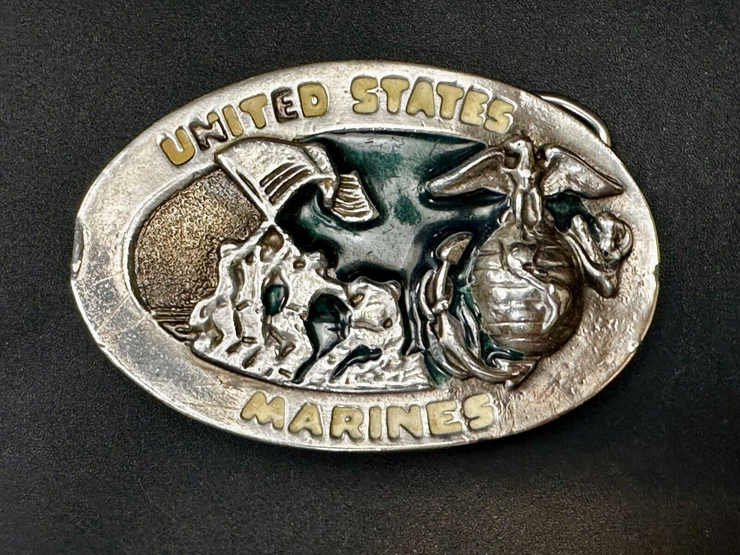 United States Marines Embalm Flag Raising Patriotic Belt Buckle