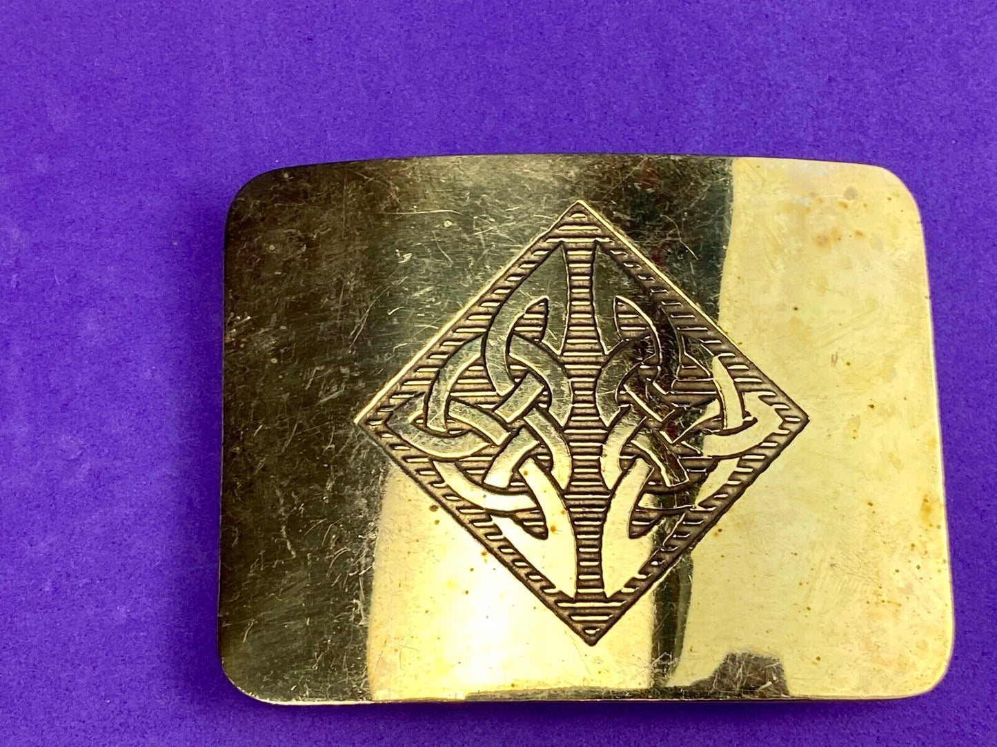 Antique Brass tone BOHO HIPPIE Ornate Lines Pattern Belt Buckle 