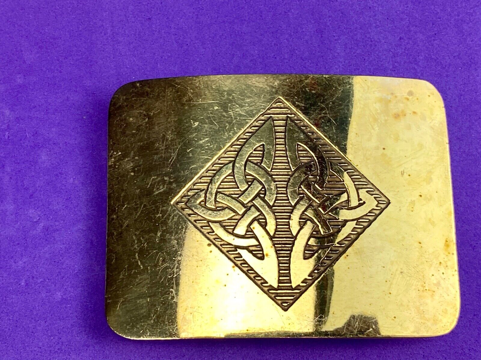 Antique Brass tone BOHO HIPPIE Ornate Lines Pattern Belt Buckle 