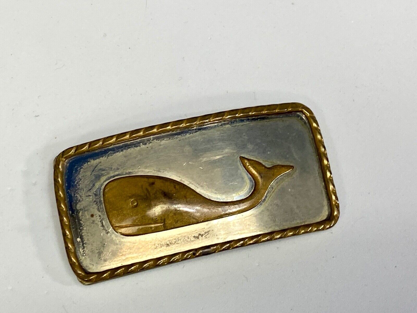 Unique, Mixed Metal German Silver Whale Belt Scarf Buckle Clip Tie
