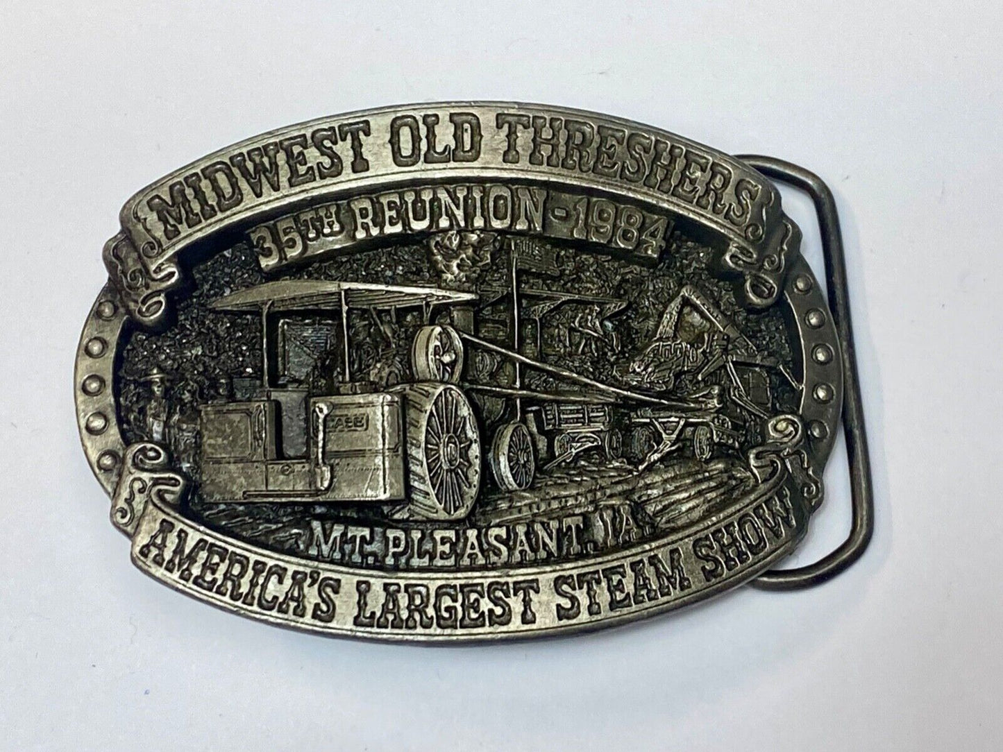 Americas largest Steam show  Midwest Old Settlers and Threshers Assn belt buckle