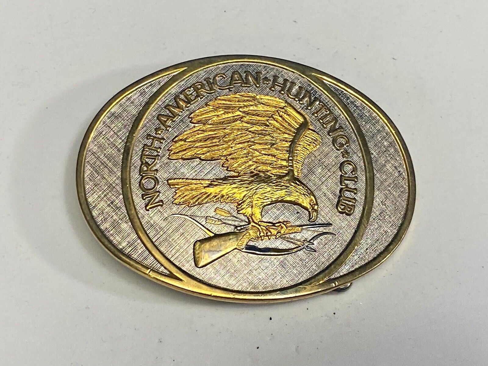 24K Gold / Rhodium Plate!  North American Hunting Club Life Member Belt Buckle