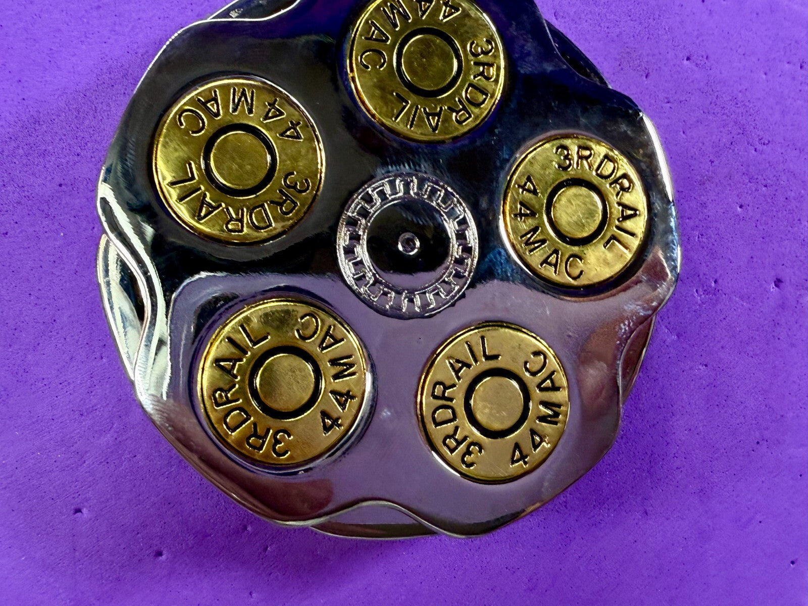 3RDRAIL Magnum 44 Revolver Gun Shell Bullet Moving Collectors Belt Buckle