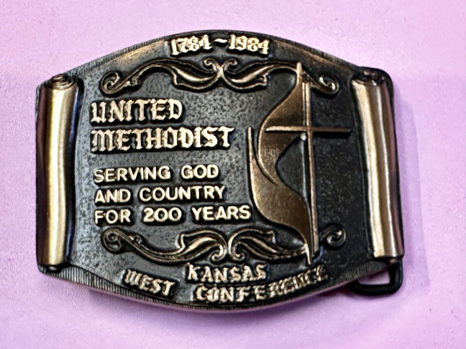 United Methodist Church Kansas West Conference 200Years Solid Bronze Belt Buckle