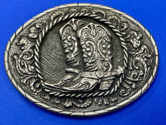 Vintage EGE '93 Rattlesnake Diamond Cut Pewter Belt Buckle Made In the USA