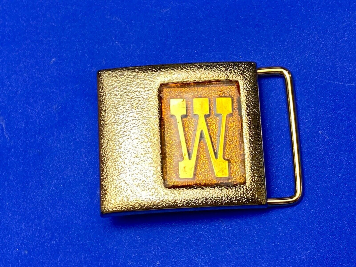 Vintage Lee Belt Buckle Monogrammed W Initial Letter Goldtone NY USA 1970s