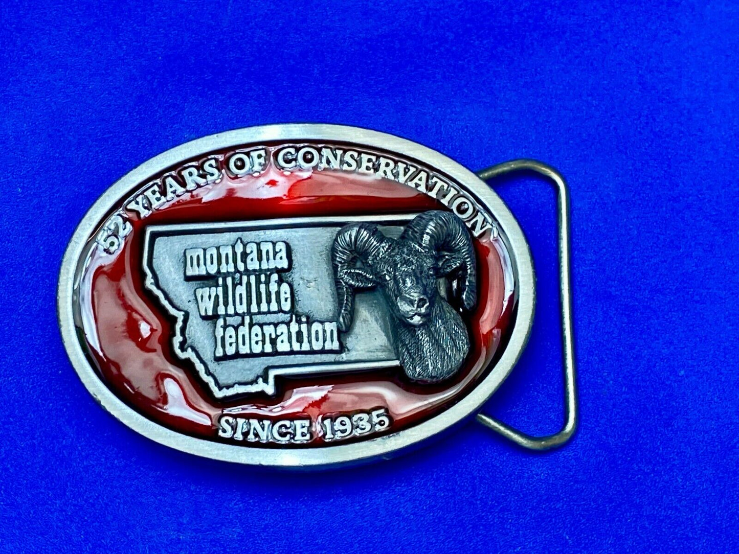 52 Years Of Conservation - State Of Montana Wildlife Federation Belt Buckle