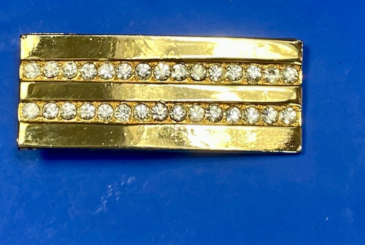 Vintage Gold Color Rhinestone Accented Scarf Clip Slude Buckle 