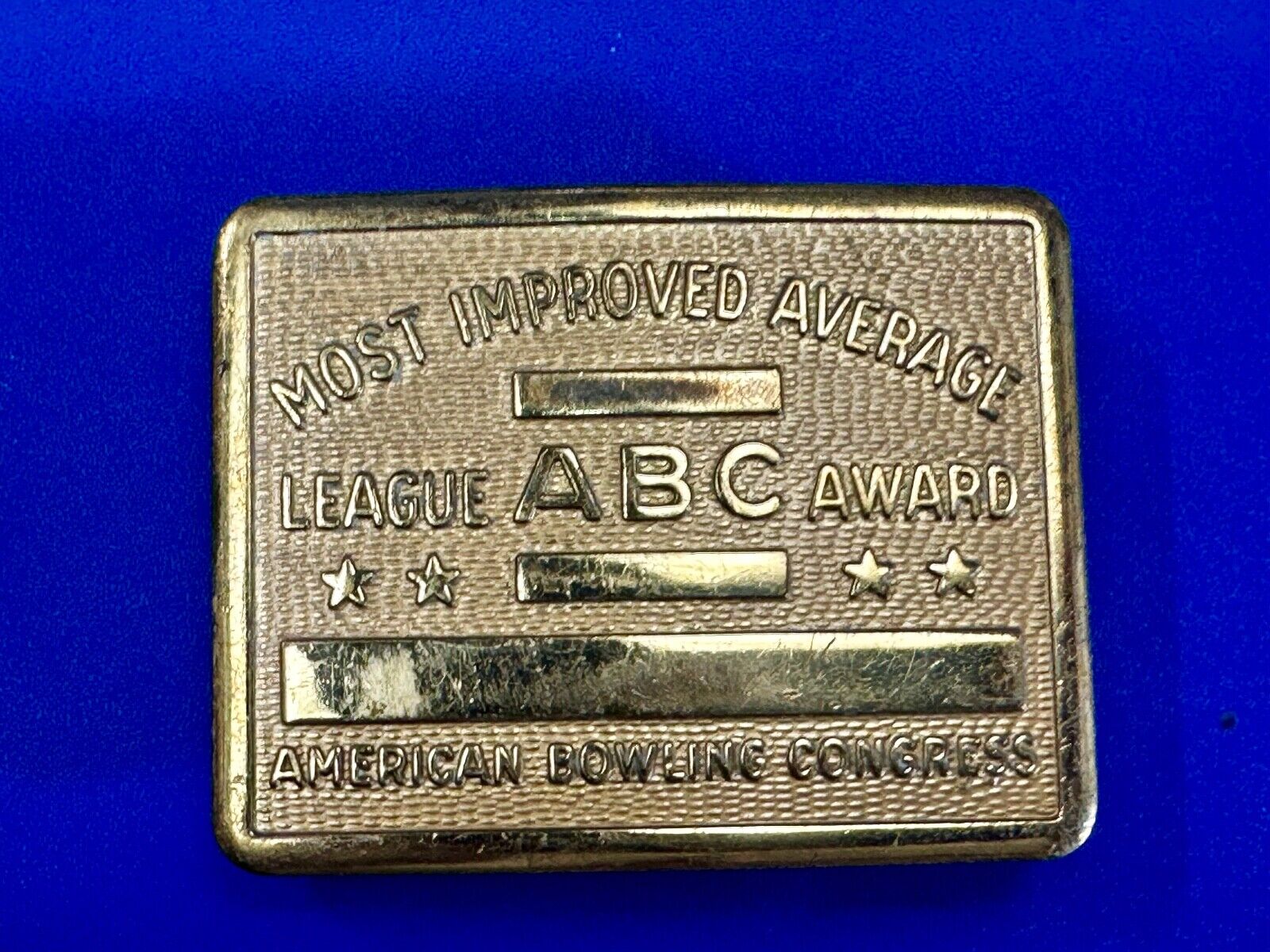 ABC Bowling League Award - NOT engraved most improved trophy NOS belt buckle