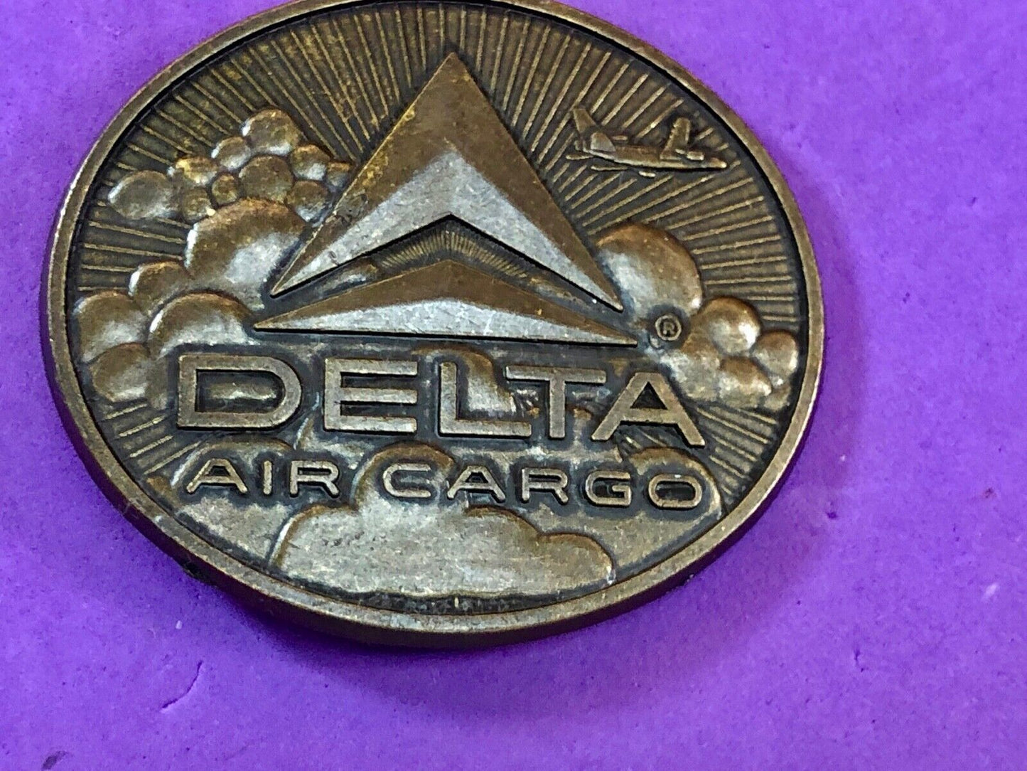 Vintage DELTA Air CARGO airlines brass tone Belt Buckle 