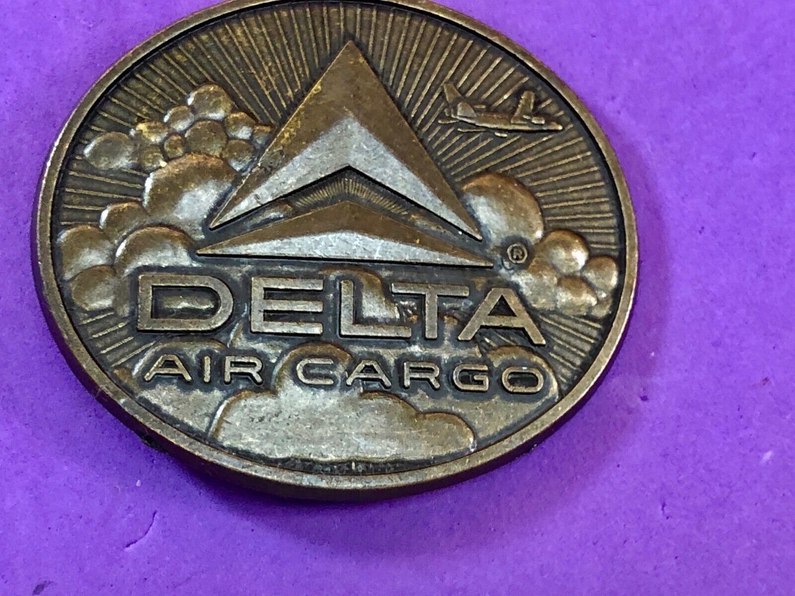 Vintage DELTA Air CARGO airlines brass tone Belt Buckle 