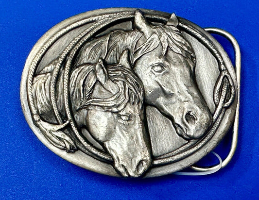 Two Horses - Vintage U-10 Siskiyou Belt Buckle for you to color!
