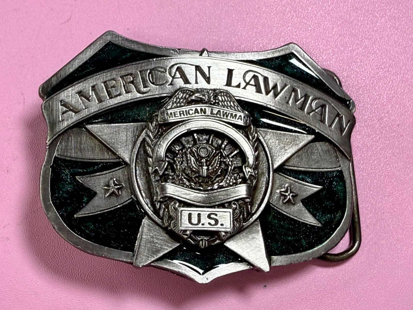 United States American Lawman To Served & Protect VTG 1986 Siskiyou Belt Buckle