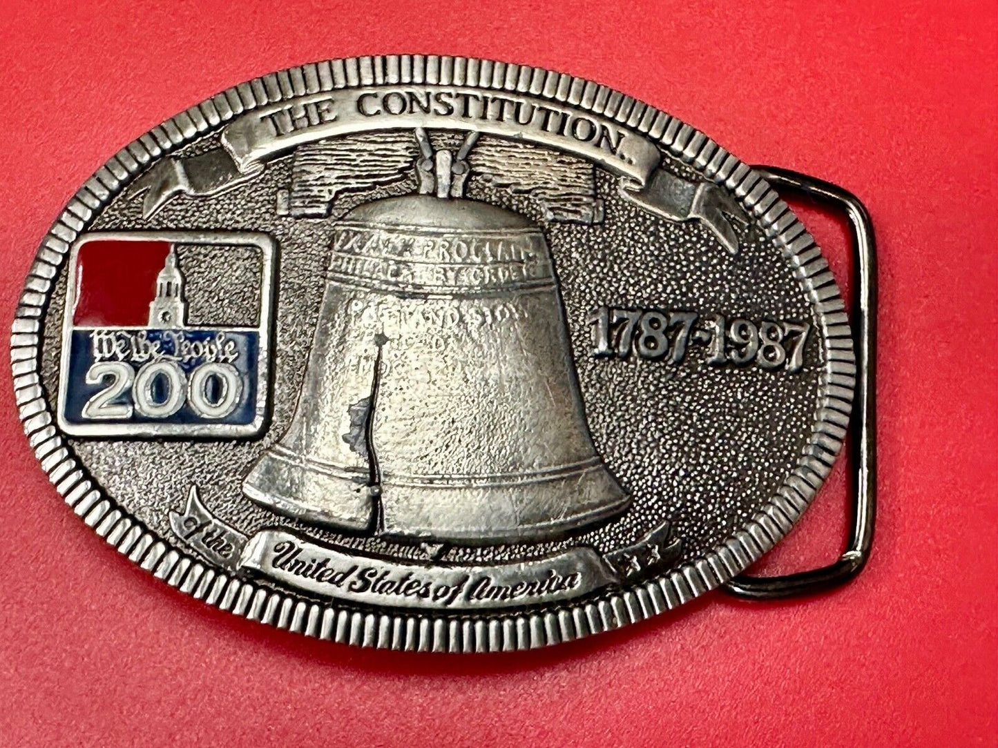 USA 200 year Celebration of the constitution Patriotic Liberty bell belt buckle