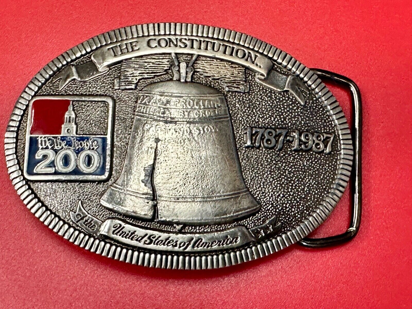 USA 200 year Celebration of the constitution Patriotic Liberty bell belt buckle