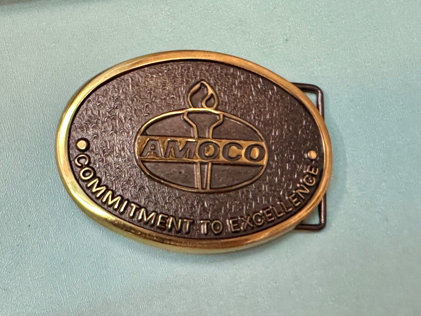 AMOCO Gas Fuel Oil - Committed to Excellence solid brass belt buckle by Jadco