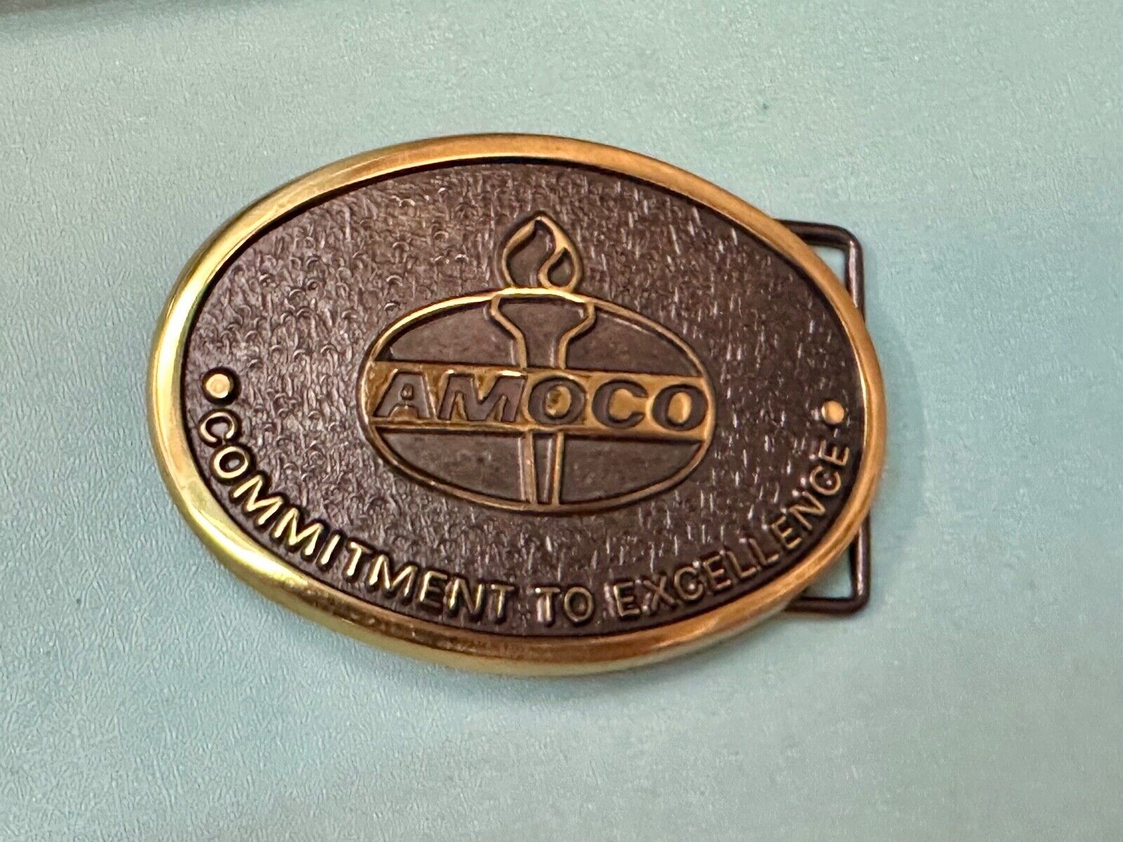 AMOCO Gas Fuel Oil - Committed to Excellence solid brass belt buckle by Jadco