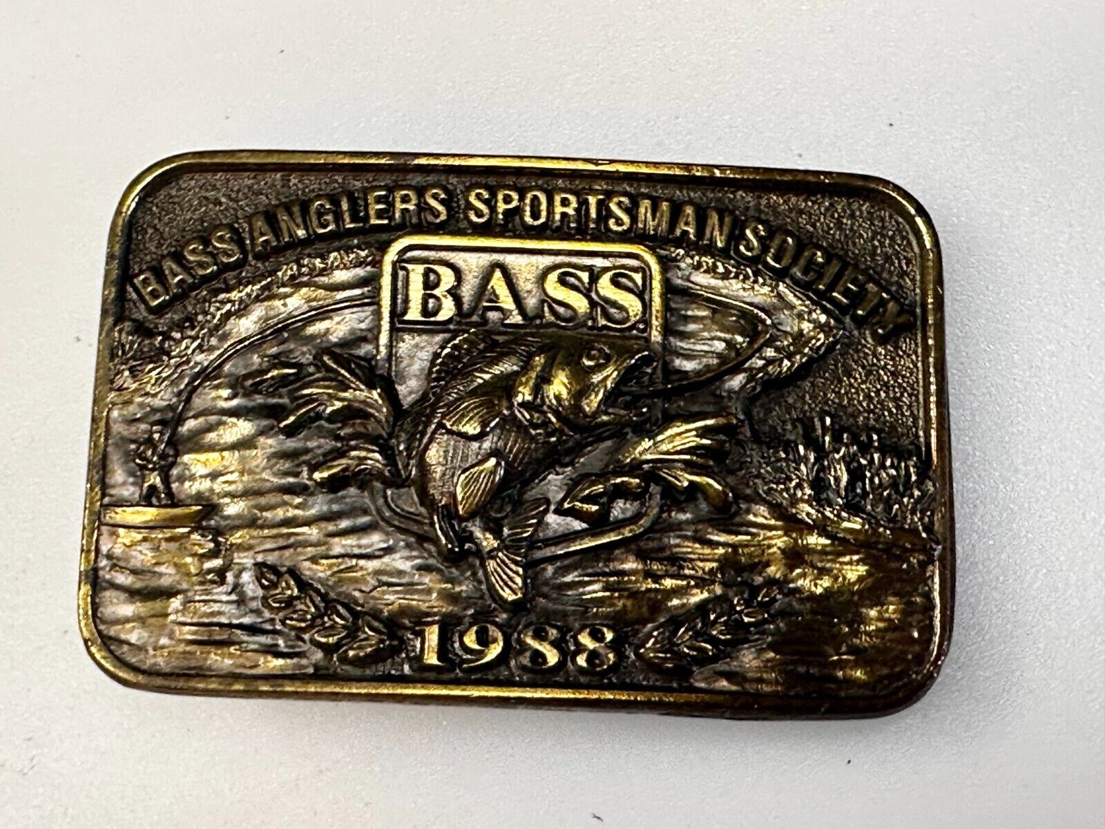 1988 Bass Anglers Sportsman Society Club Great American Belt Buckle