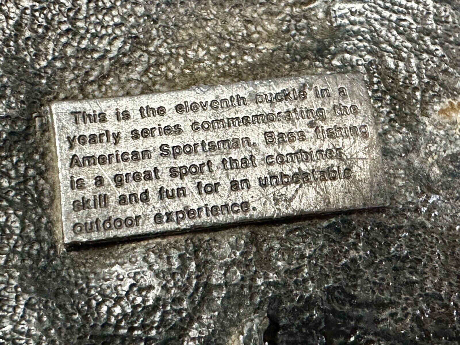 Bass Fishing - American sportsman 1991 Commemorative Vtg. Siskiyou Belt Buckle