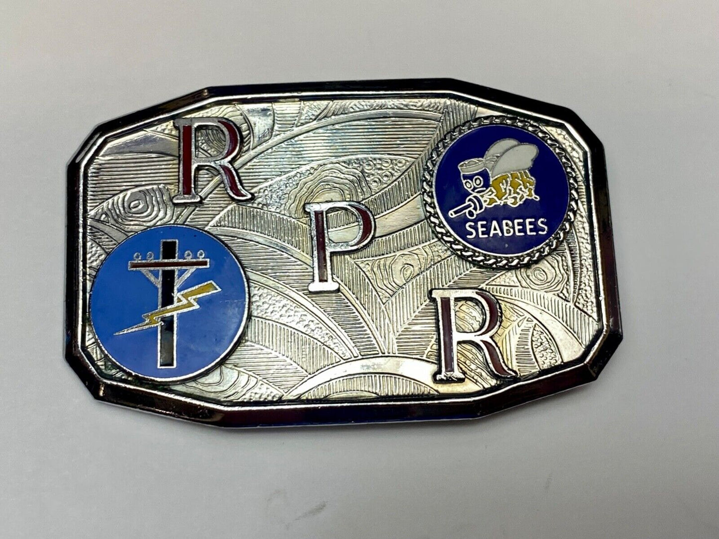 US NAVY SEABEES  Utility pole lightning strike  RPR belt buckle by Hook fast