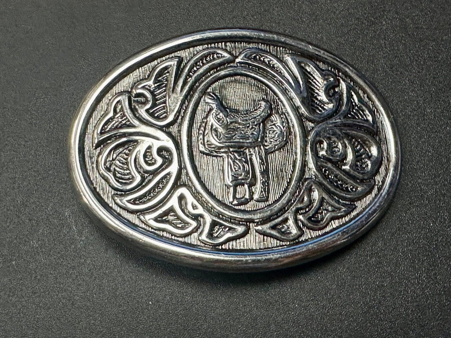 VINTAGE Avon Horse Saddle Western Ornate silver tone Belt Buckle