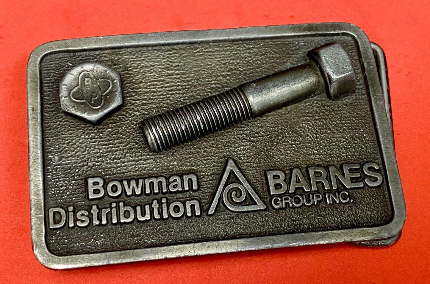 VINTAGE 1970s **BOWMAN DISTRIBUTION BARNES GROUP INC.** BELT BUCKLE 