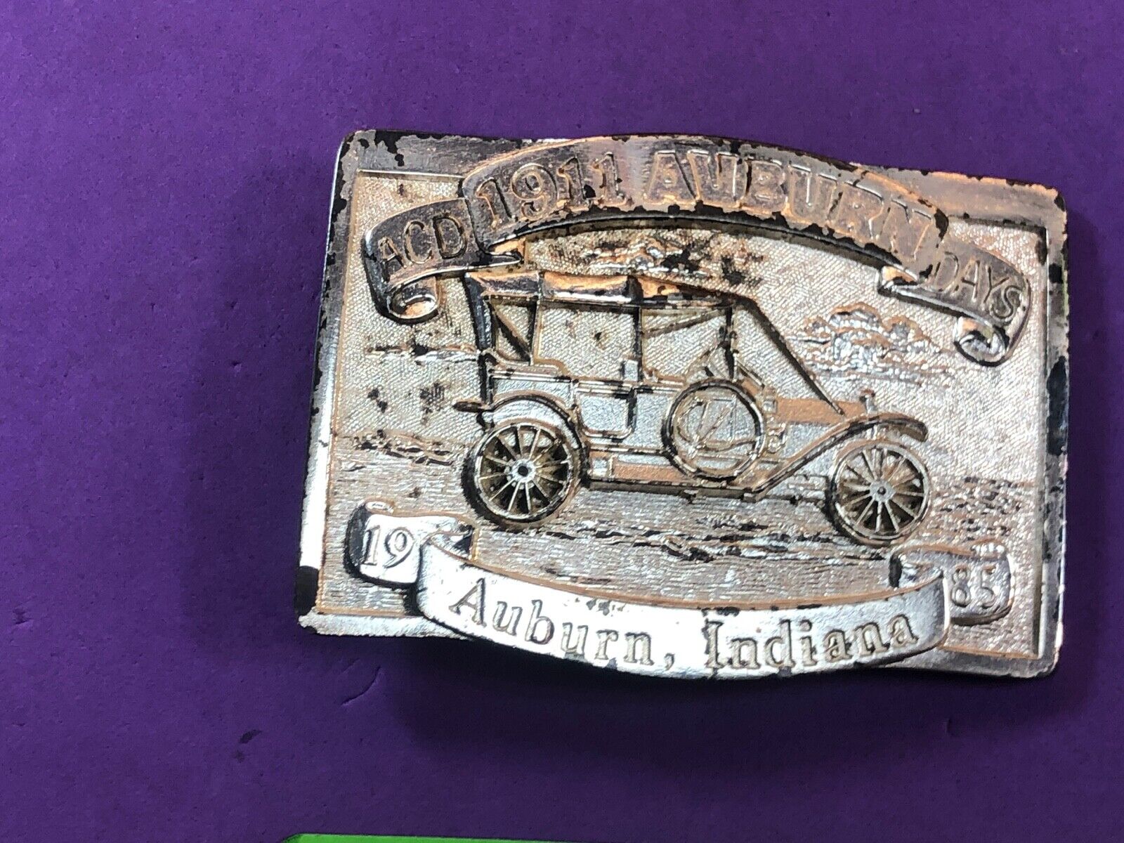 Vintage 1985 Auburn Days - Indiana belt buckle. fair and car show! 