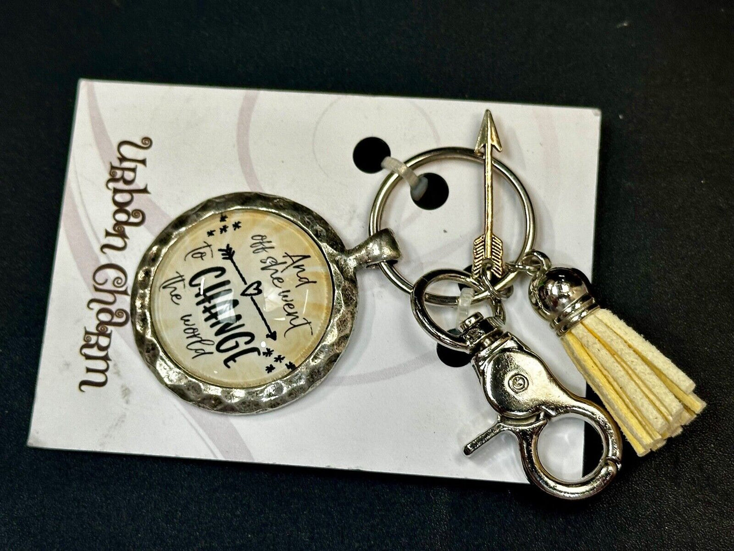 And Off She Went To Change The World Keychain, Key Ring by Urban Charm