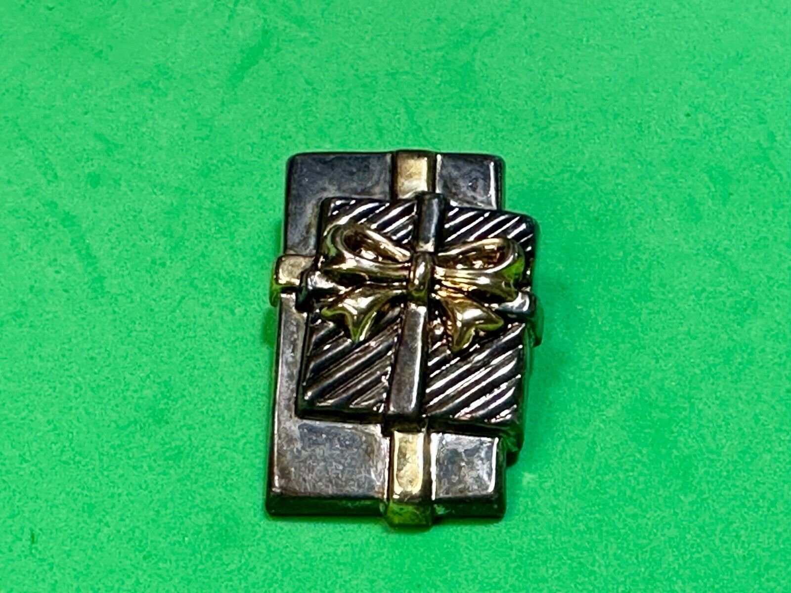 Vintage BEST Christmas Brooch Gift Present Gold Silver Two Tone Pin or PENDANT