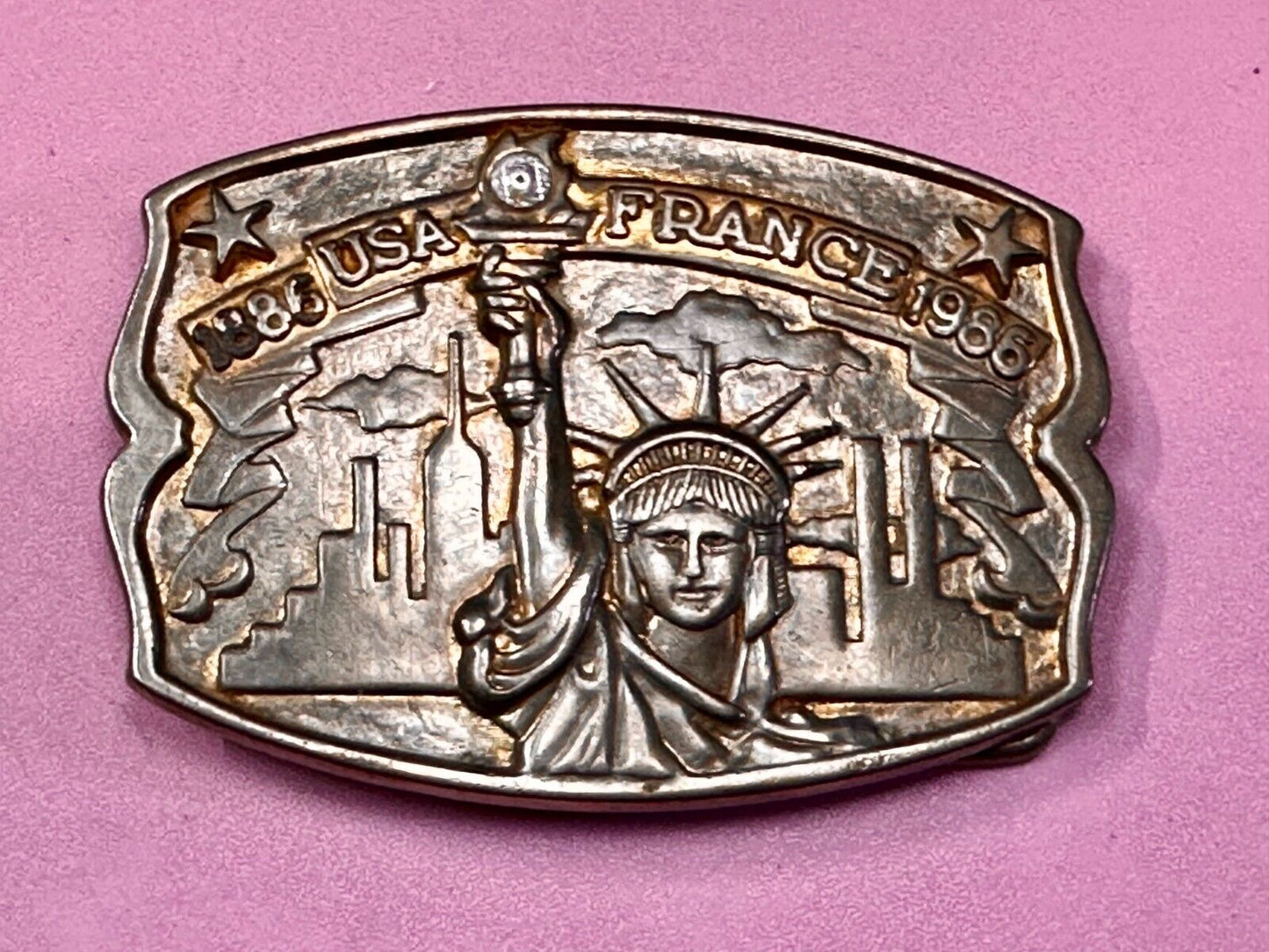 1886-1986 USA FRANCE Statue of Liberty belt buckle - Hammond Mint Commemorative