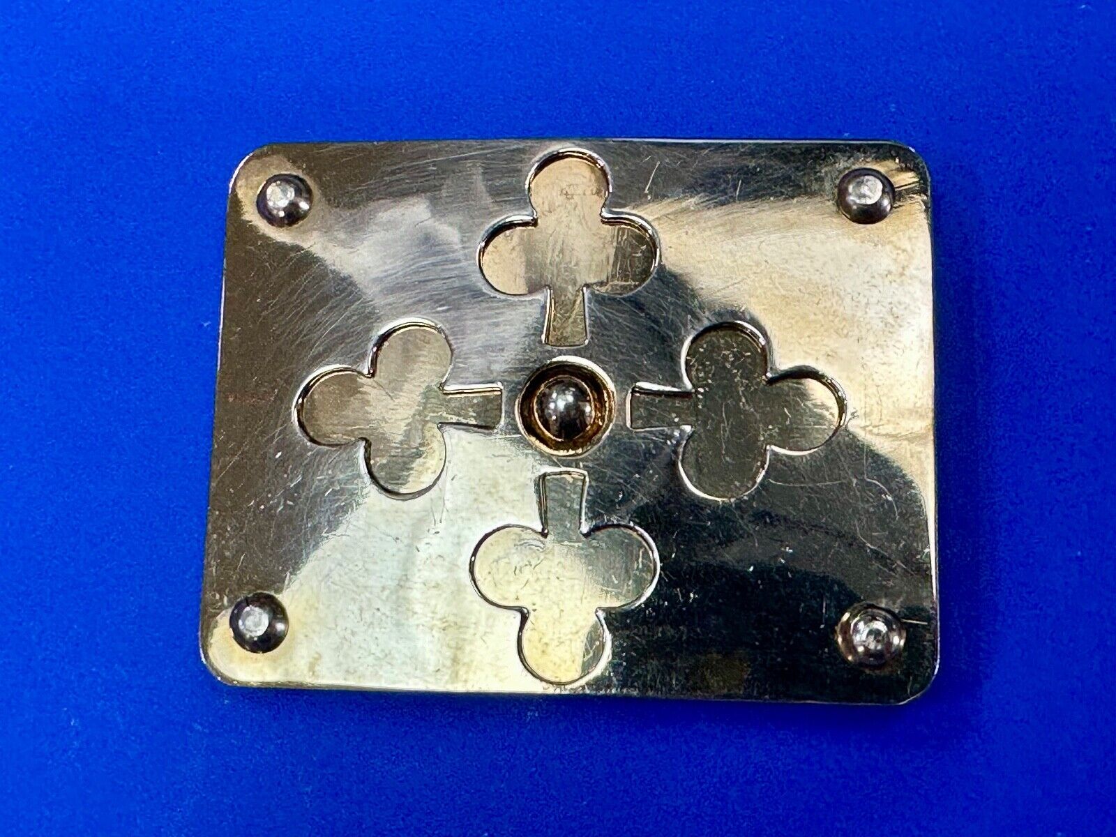 Unique Iron Cross Emblem on gold tone dress vintage belt buckle