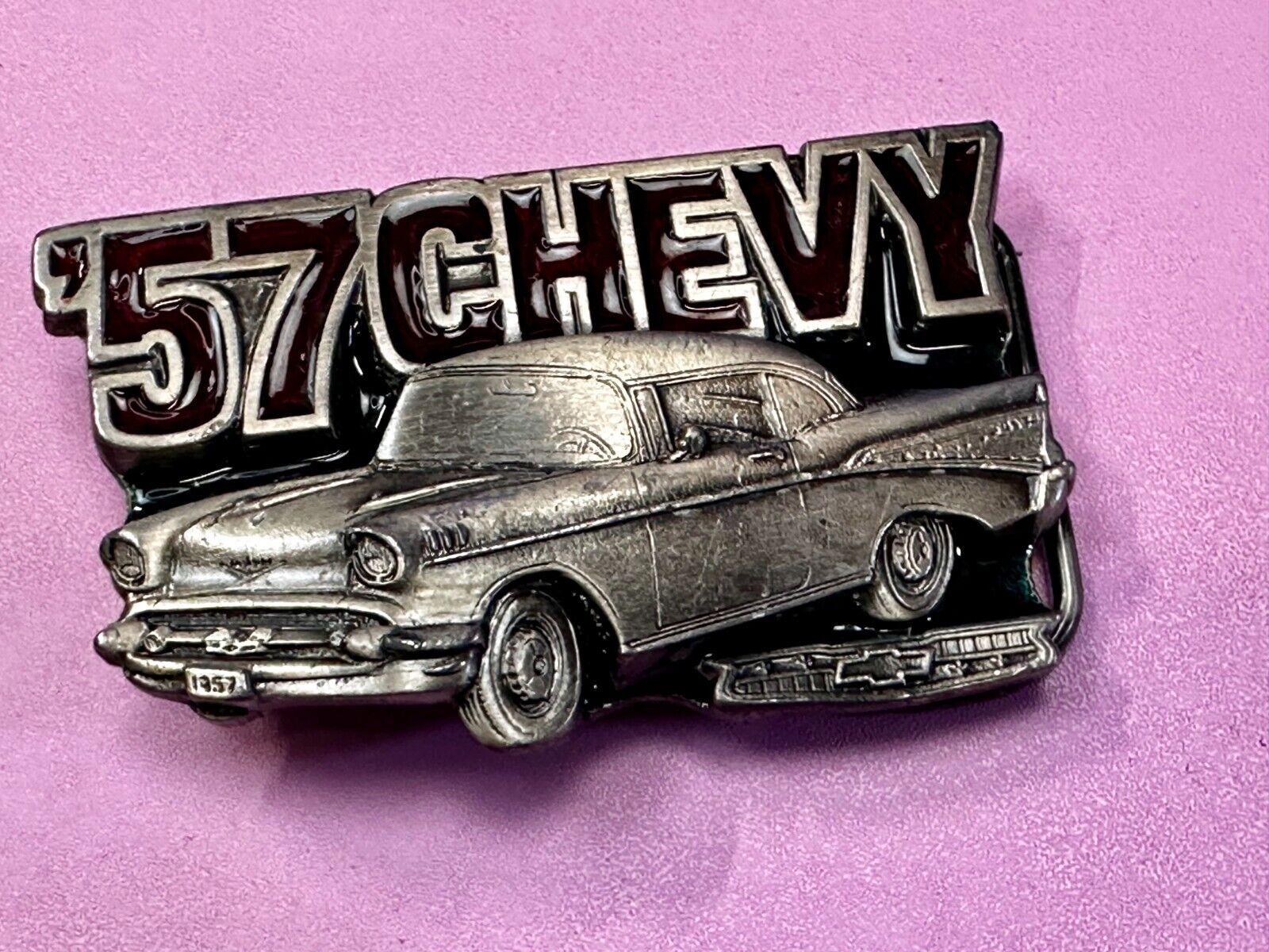 1957 Chevy Bel Air Belt Cutout Vtg 1989 Car Collector Belt Buckle Great American