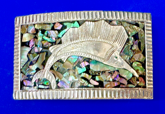 Abalone Shell Swordfish!  QUALITY Sterling 925 Plata Jalisco V.H.L.C Guad Mex