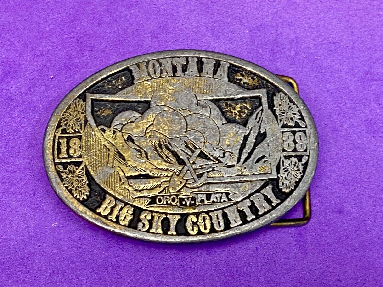 Vintage 1989 Montana - Big Sky Country Belt Buckle By Cdc Metalworks 