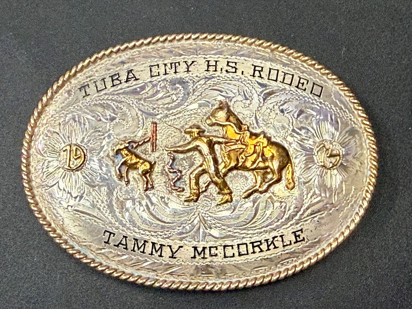 Tuba City High School Rodeo B-K Silversmiths Award Trophy Belt Buckle