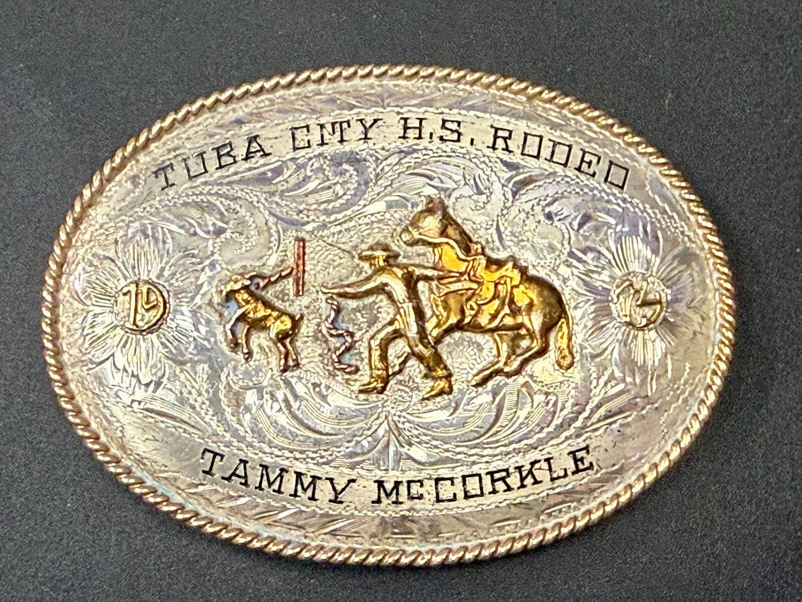 Tuba City High School Rodeo B-K Silversmiths Award Trophy Belt Buckle