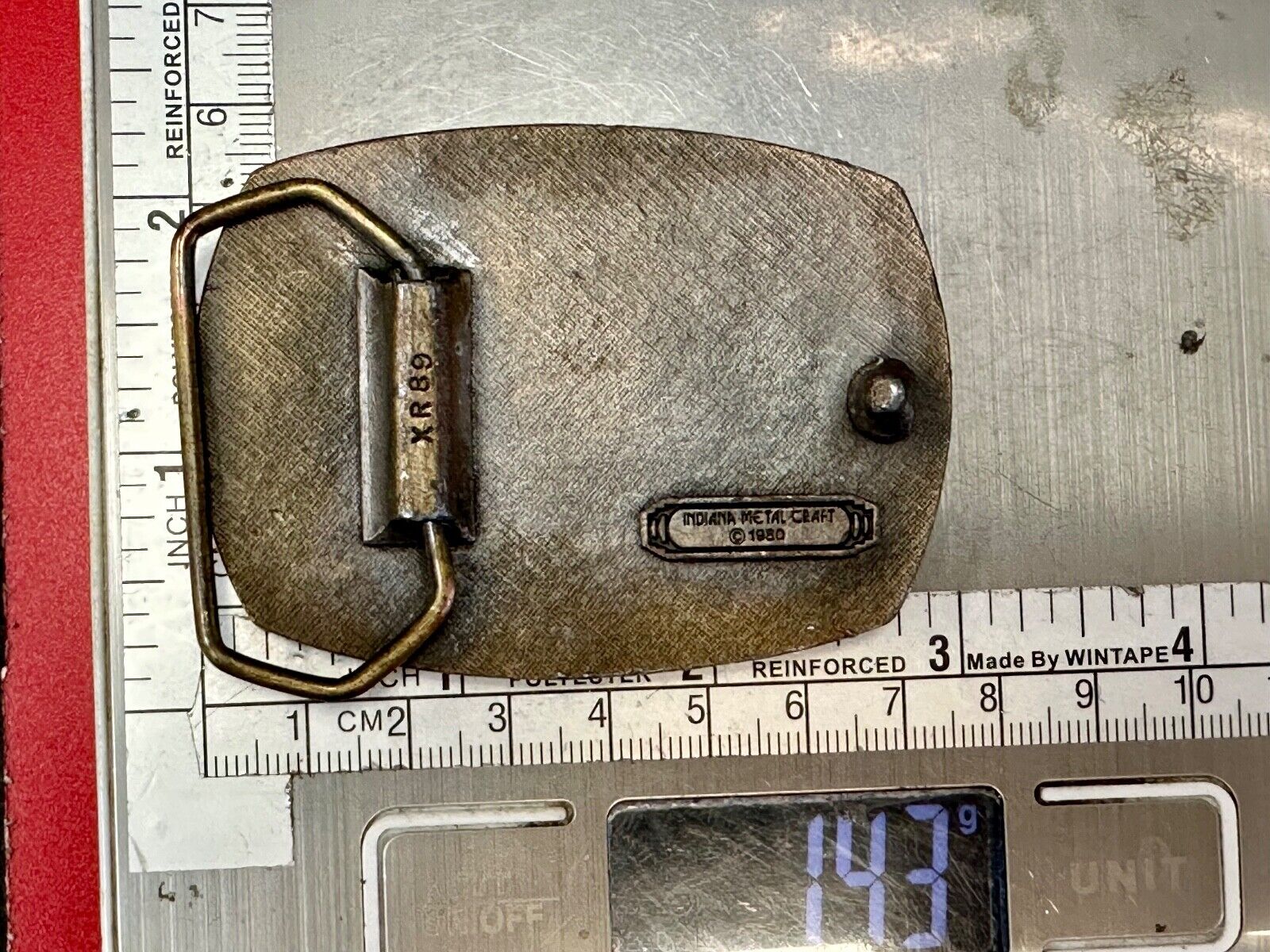 United States Navy Vintage Military 1980 Indiana Metal Craft belt buckle KR-89