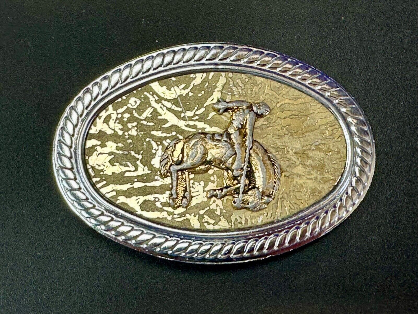 Vintage Cowboy Saddle Bronc western belt buckle  - made in Japan