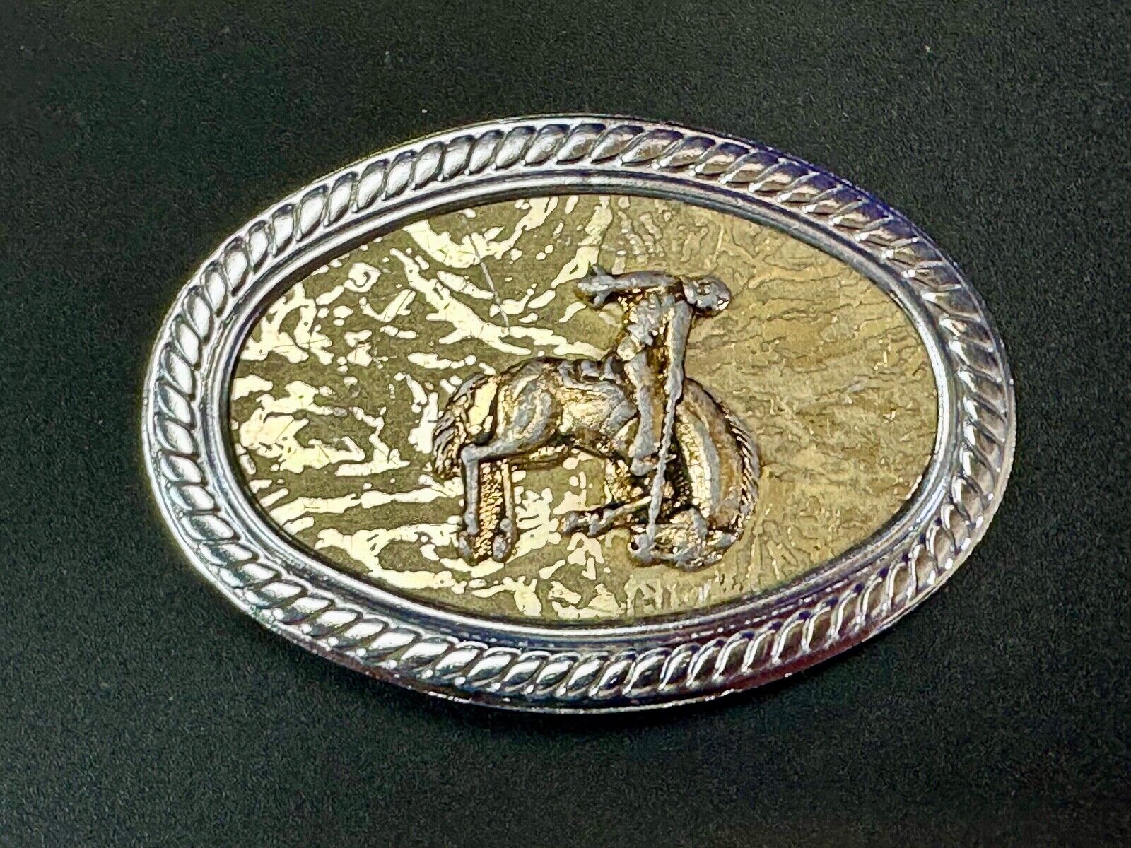 Vintage Cowboy Saddle Bronc western belt buckle  - made in Japan
