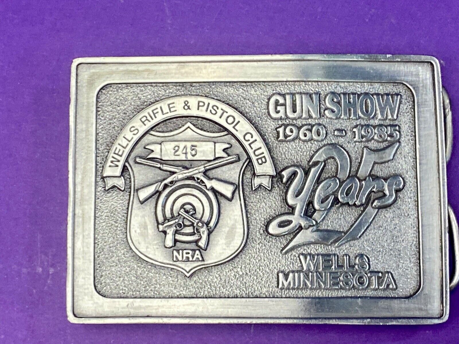 25 years, wells Montana gun show  hunters rifle and pistol club NRA belt buckle 