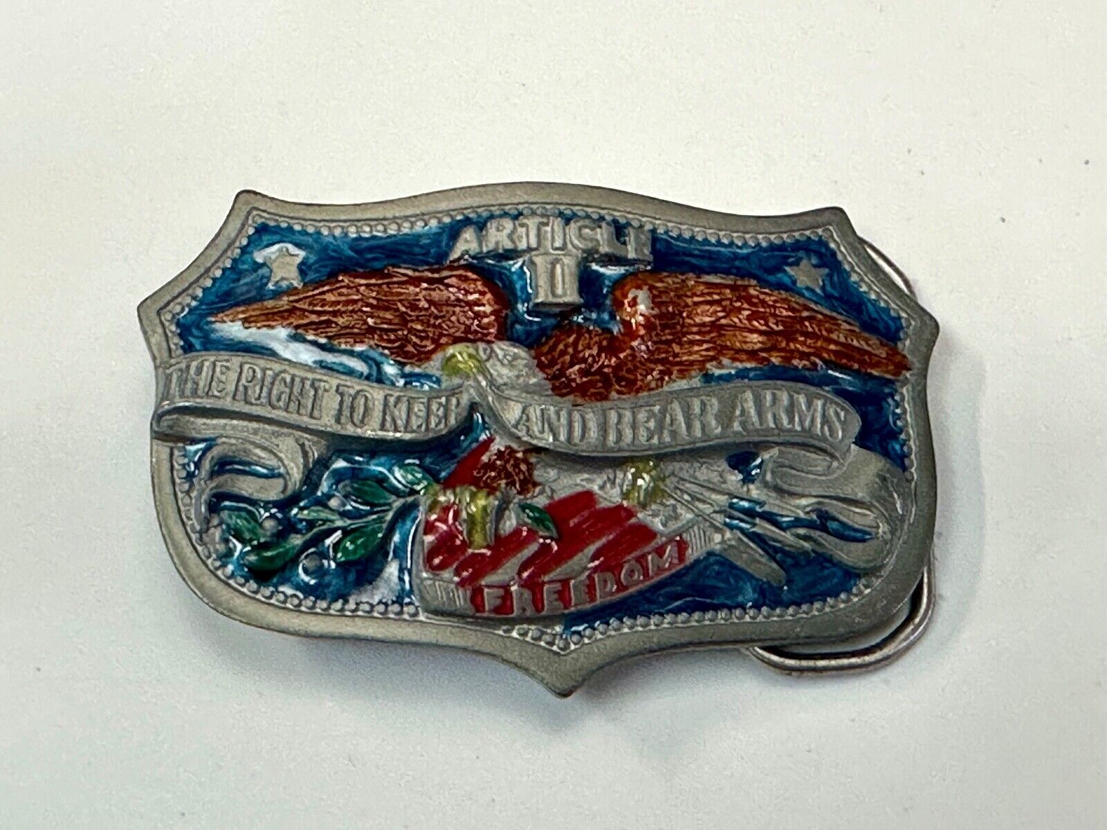 2nd amendment the right to keep and bear arms vintage 1982 belt buckle