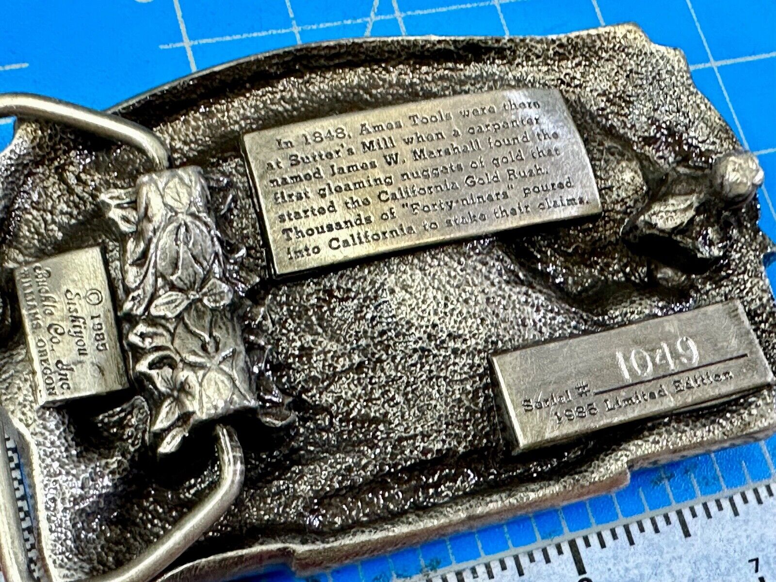 AMES TOOLS - Gold rush of 1849 Siskiyou 1985 Belt Buckle Lawn and garden supply
