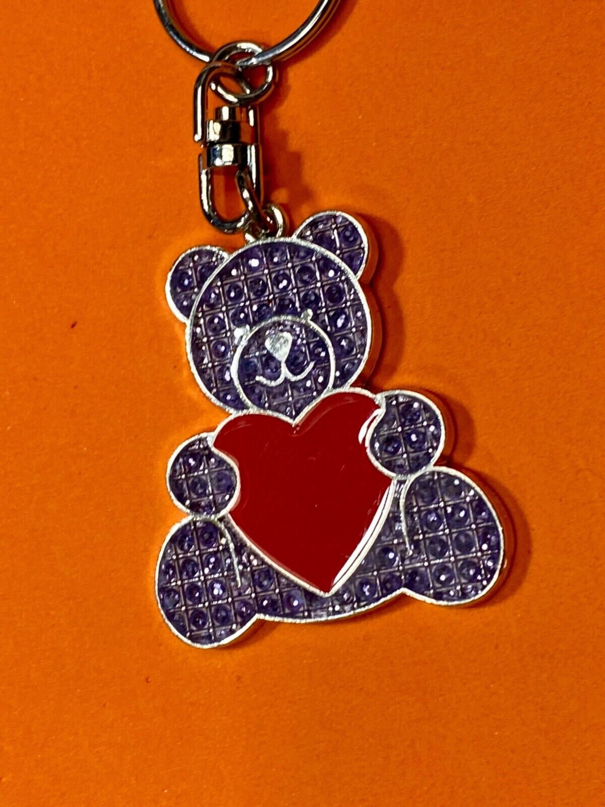 Adorable Teddy Bear with Heart Keychain - Key Ring Chain