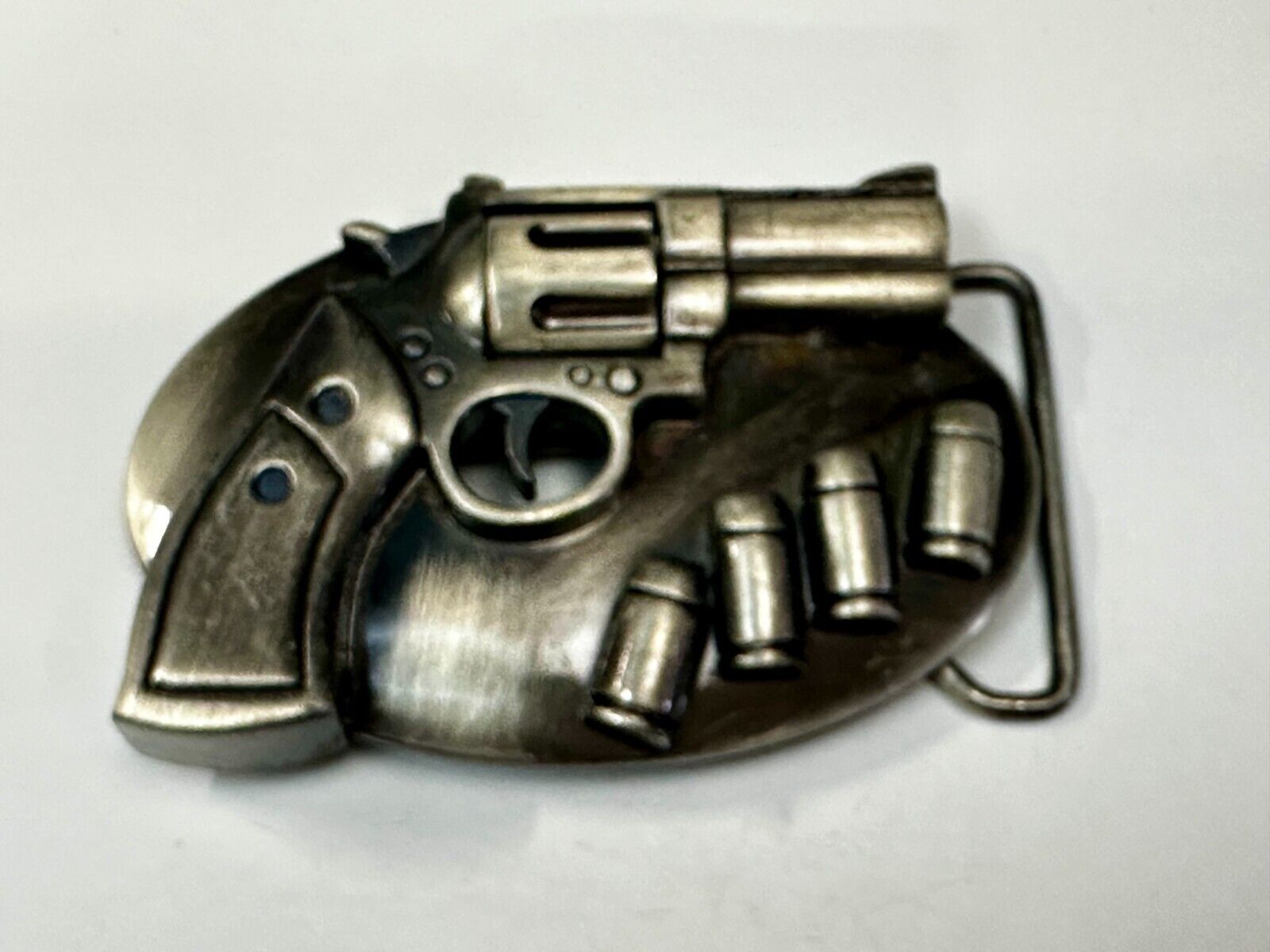 Unique Revolver Gun Pistol Six Shooter with Bullets Design Cutout Belt Buckle