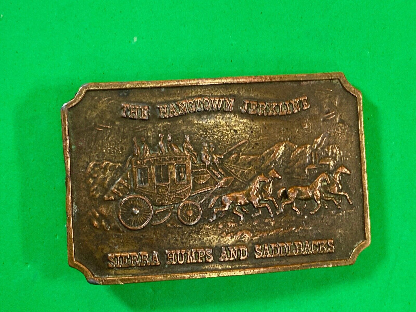 vintage Hangtown Jerkline Sierra Humps & Saddlbacks Brass Belt Buckle Ultra Rare