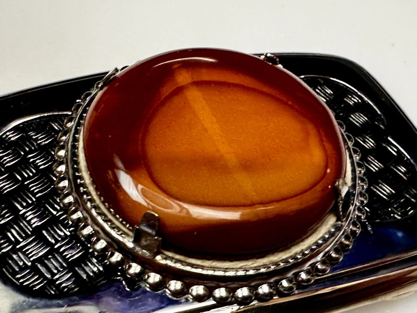 Vintage Faux Stone Belt Buckle - or Blank for your silver dollar coin Project!