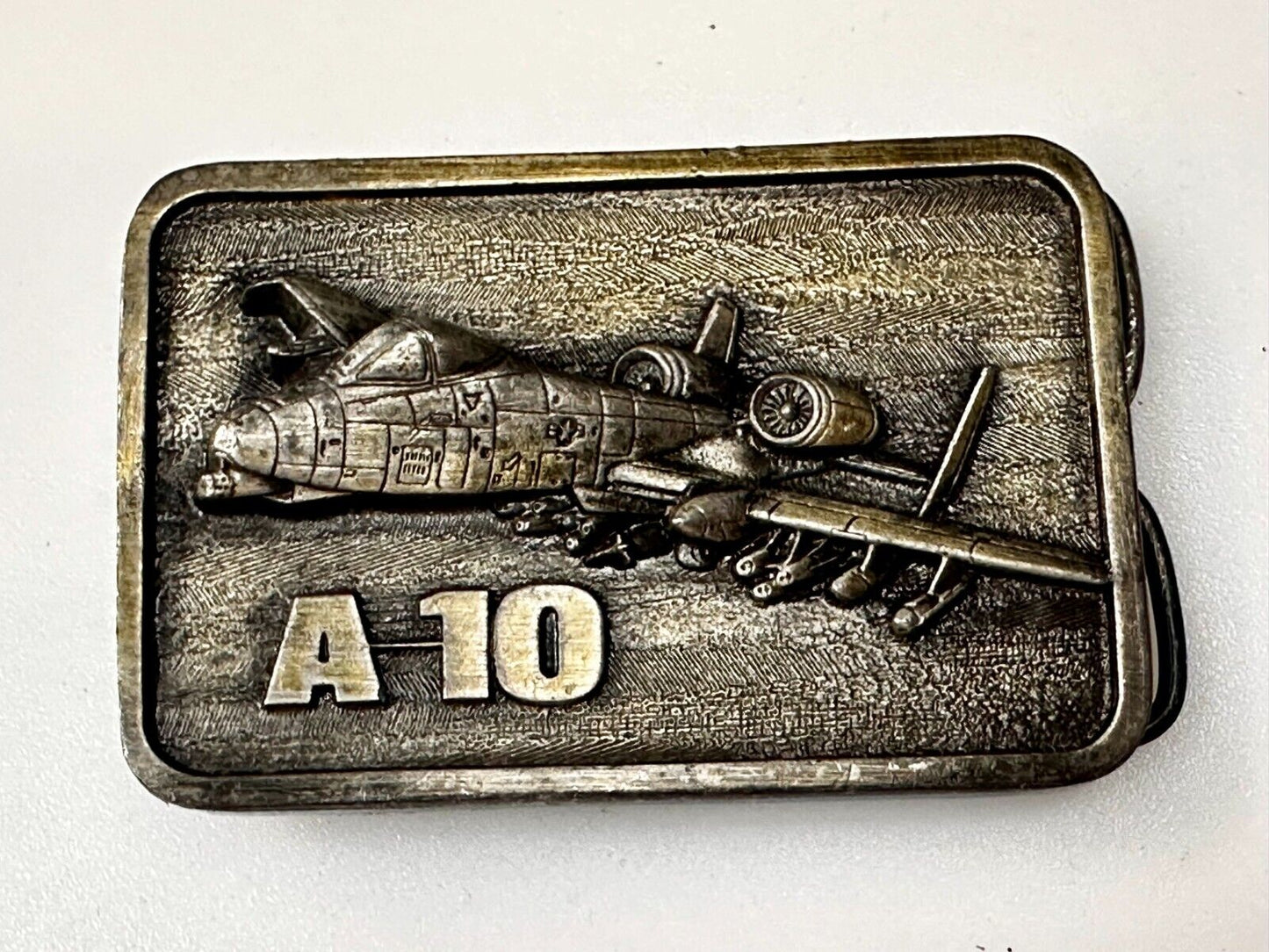 A-10 Thunderbird Warthog Air Force Fighter Jet Silver Tone Vintage Belt Buckle