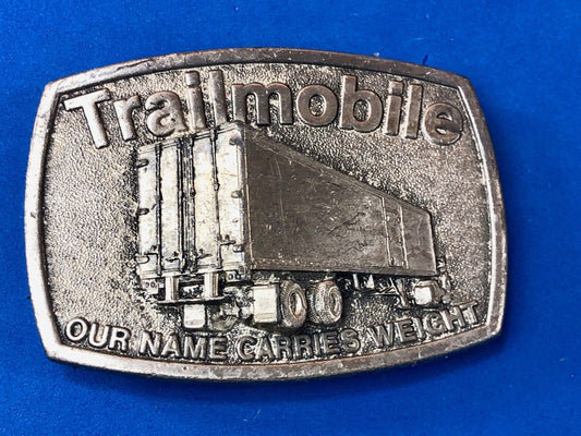 VINTAGE 1970s **TRAILMOBILE** TRUCK TRAILERS METAL BELT BUCKLE - Hauling Big Rig